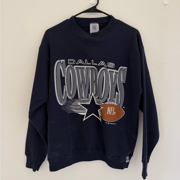 Pro Player Sweaters - Vintage 90s Dallas Cowboys Logo 7 NFL Crewneck Sweatshirt Navy Medium